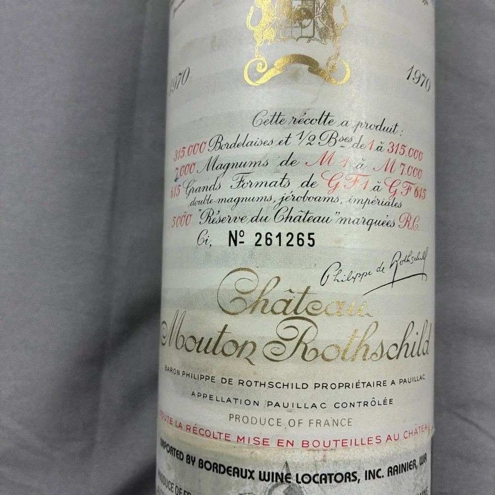 Mouton Rothschild Paulliac Empty Bottle 1970 Vintage Marc Chagall Label
